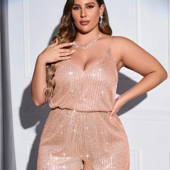 Sequin Cami Romper | Baby Pink - Picture 3 of 3